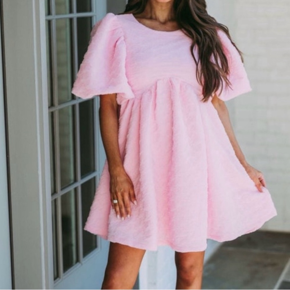 Amable/Anthropologie Pink puffy sleeve Dress